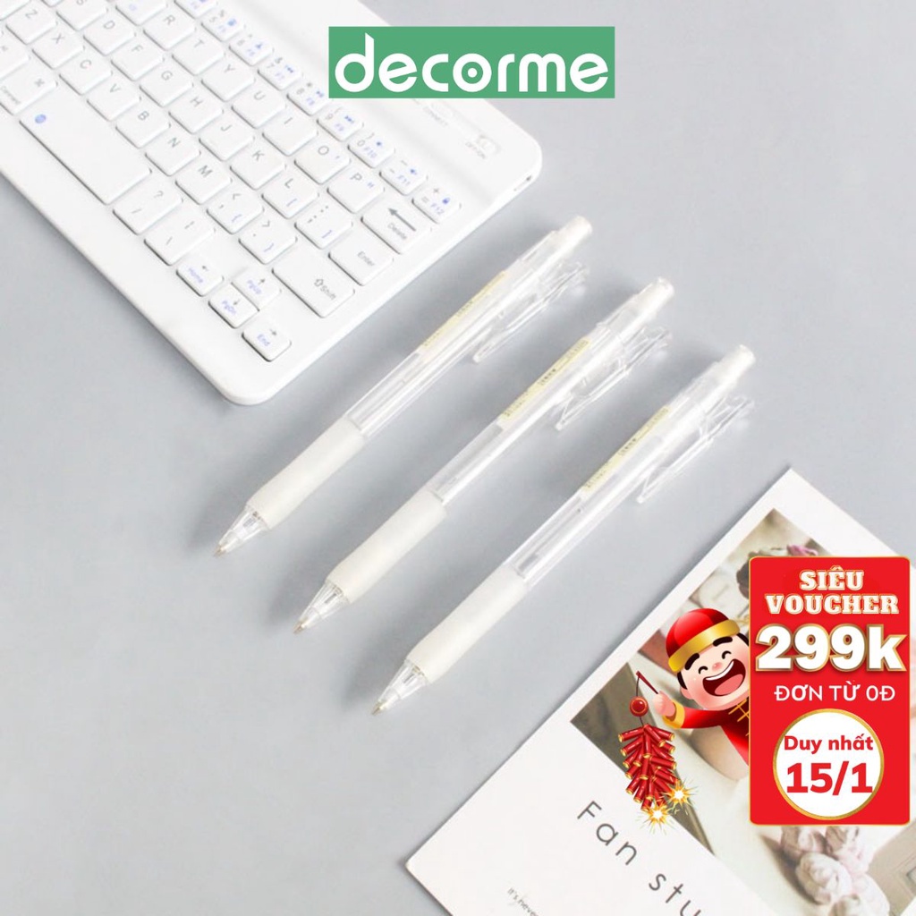 Bút Resun DecorMe Gel Bấm Ngòi 0.5mm Mực Đen Viết Sổ Muji Văn Phòng Phẩm