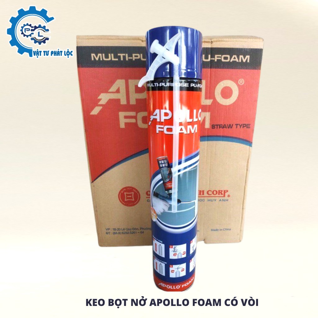 Keo bọt nở Apollo Foam 750ml cầm tay có vòi đi kèm