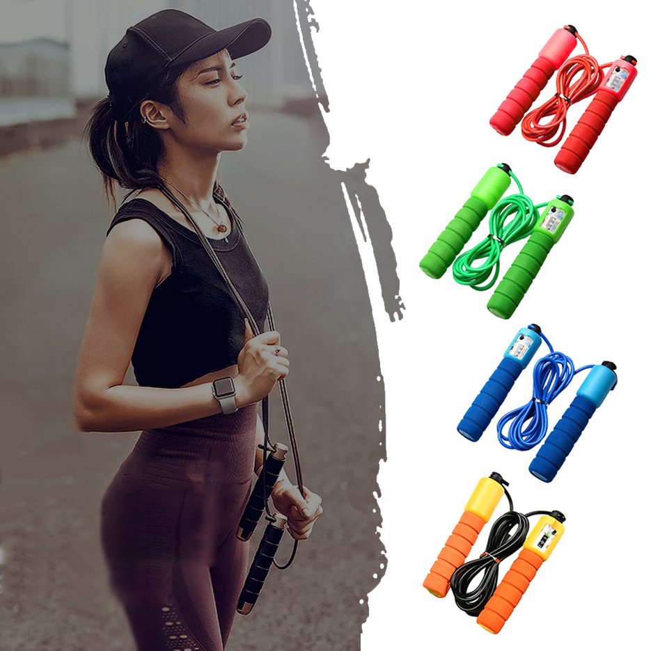 Dây nhảy đếm số tự động bằng nhựa mềm dẻo có thể điều chỉnh độ dài