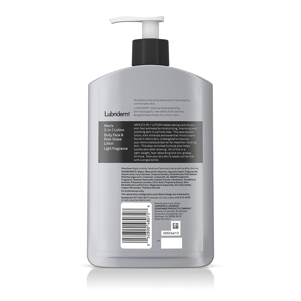 [FREESHIP] KEM DƯỠNG DA DƯỠNG THỂ LUBRIDERM MEN LIGHT FRAGANCE 473ML