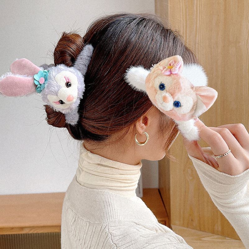 Kẹp Tóc Đính Lông Nhung Kiểu Dáng Hoạt Hình Dễ Thương Xinh Xắn Cho Nữ