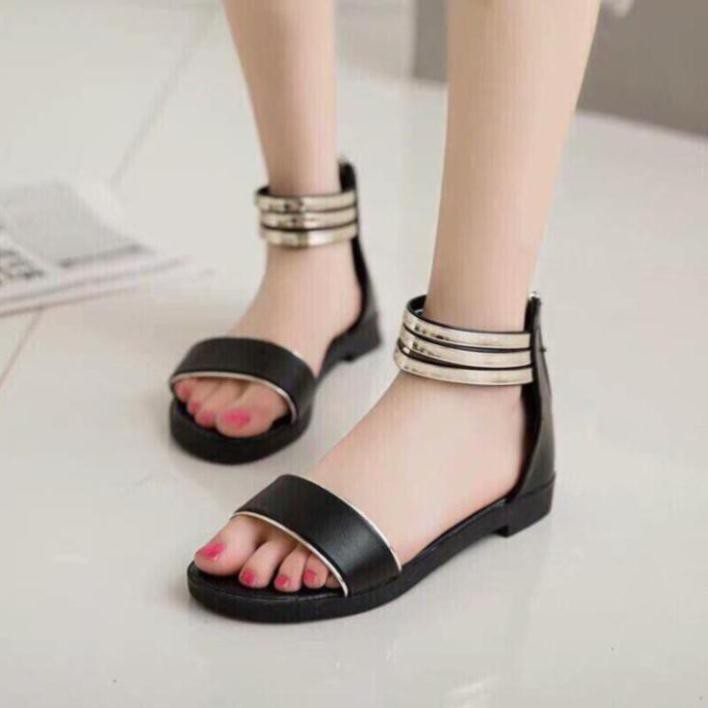 - | Sales | Sandal Nữ Kéo Khóa Ngang R005 Cổ Mạ 3 vòng " ..