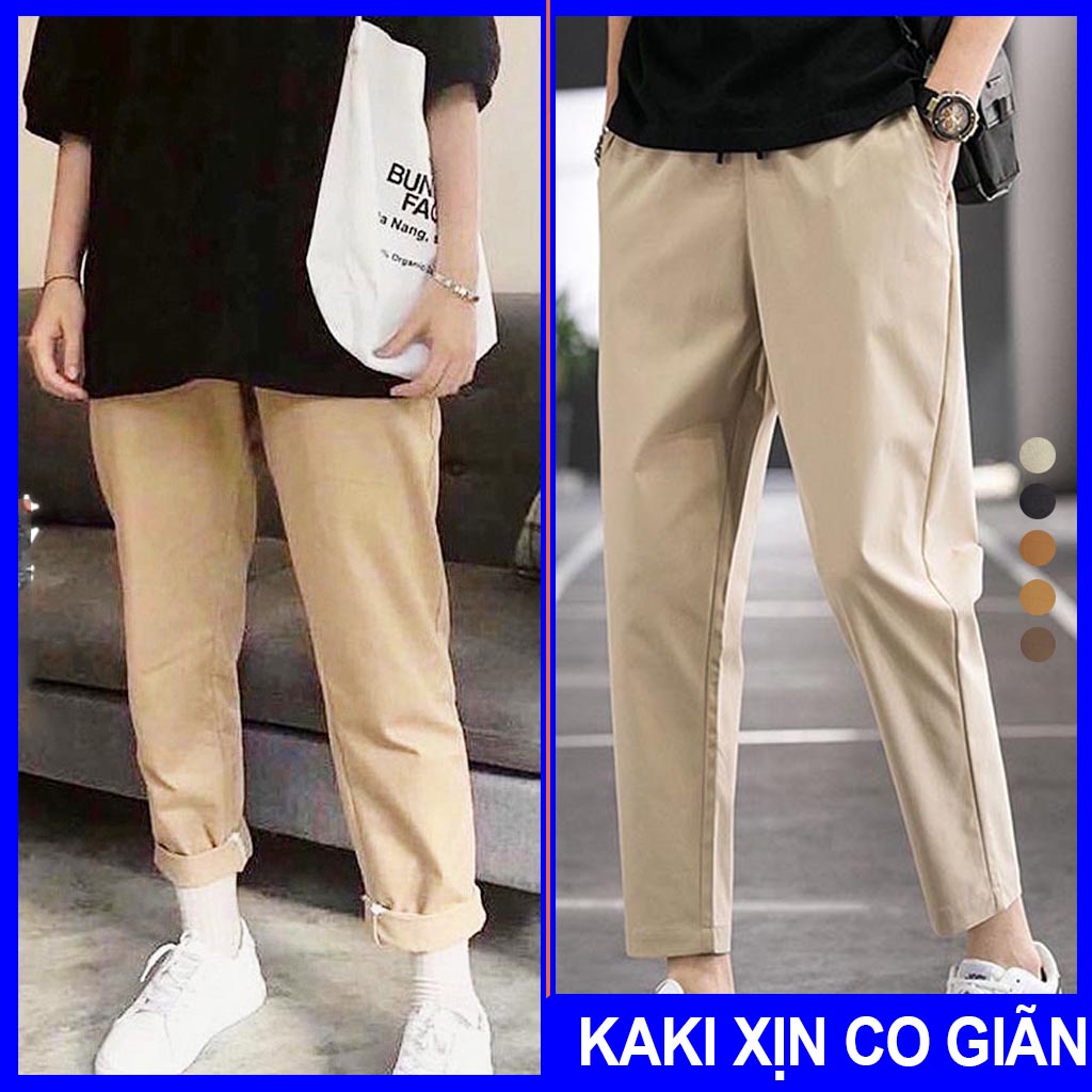 Quần Baggy KAKI Unisex Vải Nhập Hàn Cao Cấp, Baggy kaki nam nữ kiểu dáng basic nhiều màu