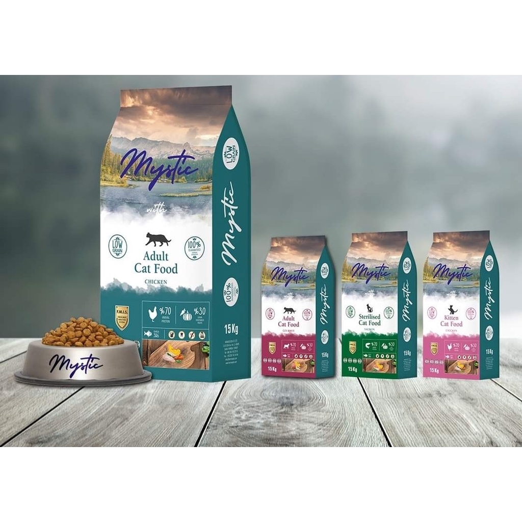 1.5kg - Hạt Mystic cho Mèo trưởng thành/ Mèo triệt sản/ Mèo kén ăn vị Cá Hồi, Thịt Gà-Thức ăn hạt cho Mèo nhậpThổ Nhĩ Kỳ
