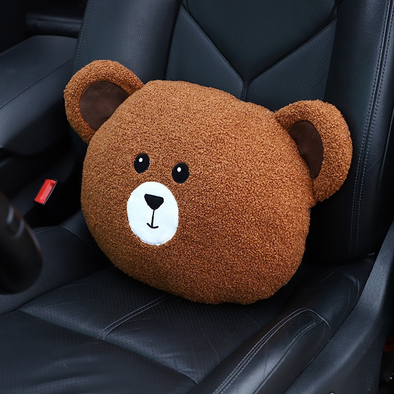 Gối tựa đầu hình gấu nhồi bông dễ thương gắn ghế ngồi xe hơi