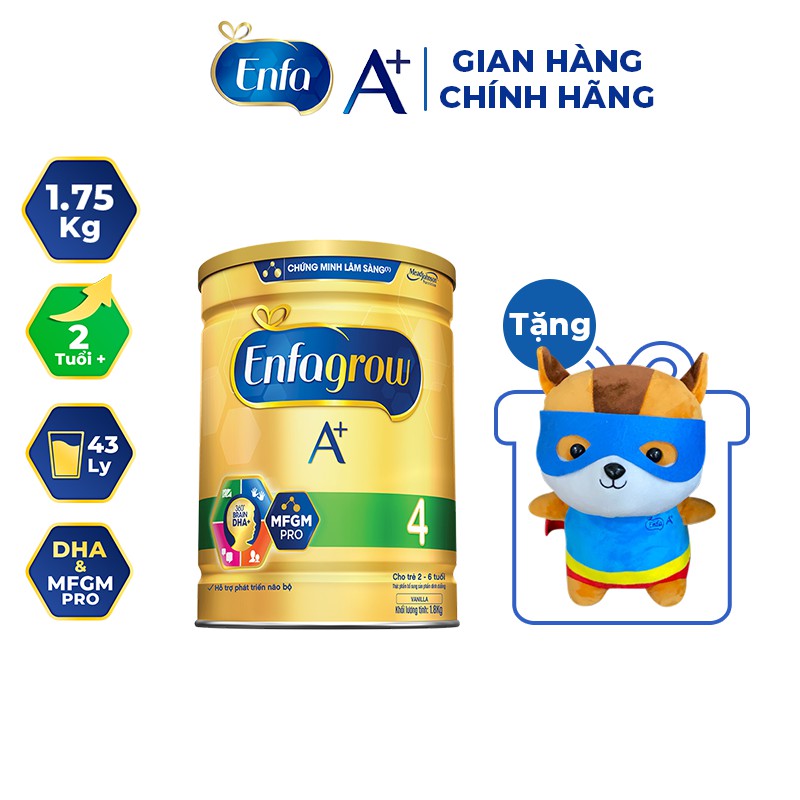 [Tặng Sóc Siêu Nhân Enfa] Sữa Bột Enfagrow A+ 4 1.75kg (2 Tuổi +)