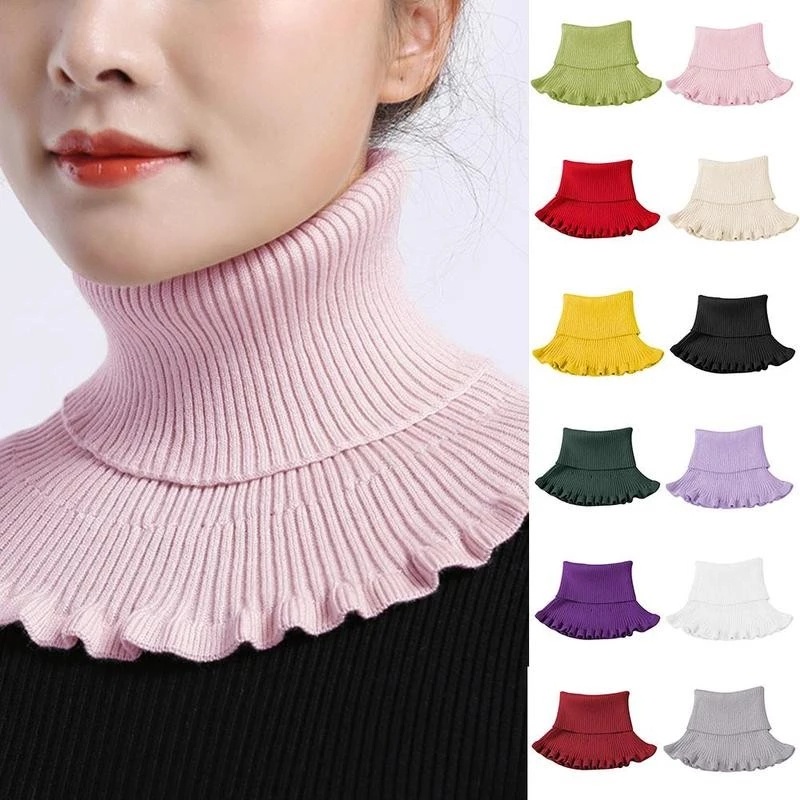 1 khăn choàng cổ dệt kim màu trơn thời trang mùa đông cho nữ