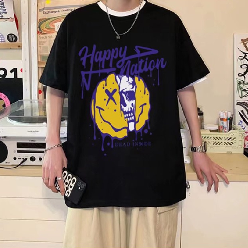 Áo Thun Tay Ngắn Dáng Rộng In Họa Tiết Hoạt Hình Phong Cách Hip Hop Hàn Quốc Thời Trang Mùa Hè Cho Nam Và Nữ size M-5XL