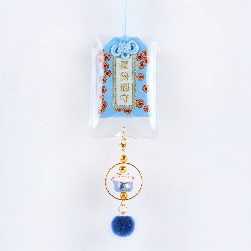 Túi Phước May Mắn Omamori Mèo May mắn Bọc Vỏ Silicon tặng Đá Ngũ Sắc