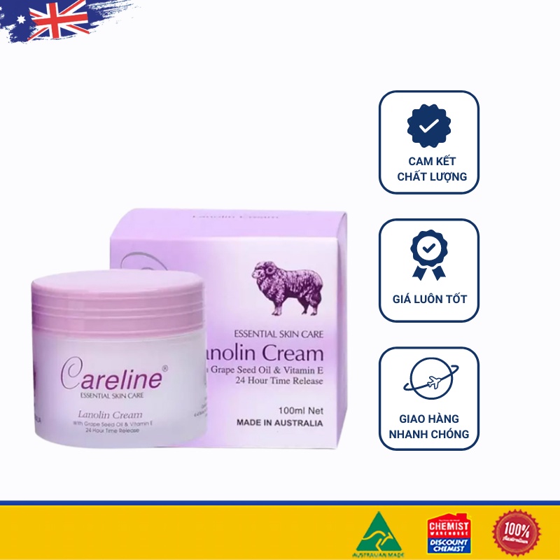 Kem nhau thai cừu careline màu tím Careline Lanolin Cream 100ml (SP3)