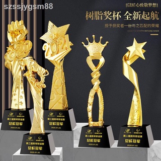 Szs ✘❖❉Trophy Phần Thưởng Cuộc Họp Hàng Năm Bằng Resin Kim Loại Pha Lê Sáng Tạo Tùy Chỉnh Cho Công Ty Trophy