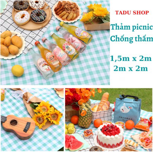 THẢM DÃ NGOẠI, DU LỊCH, PICNIC CAO CẤP - Chống thấm nước, họa tiết caro, gấp gọn tiện lợi - 2 kích thước | BigBuy360 - bigbuy360.vn