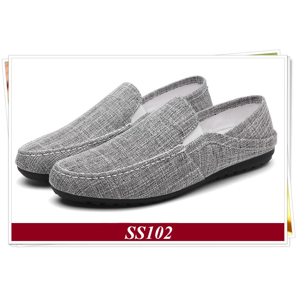 SS102 - Giày Lười Nam Hàn Quốc Màu Xám Đậm