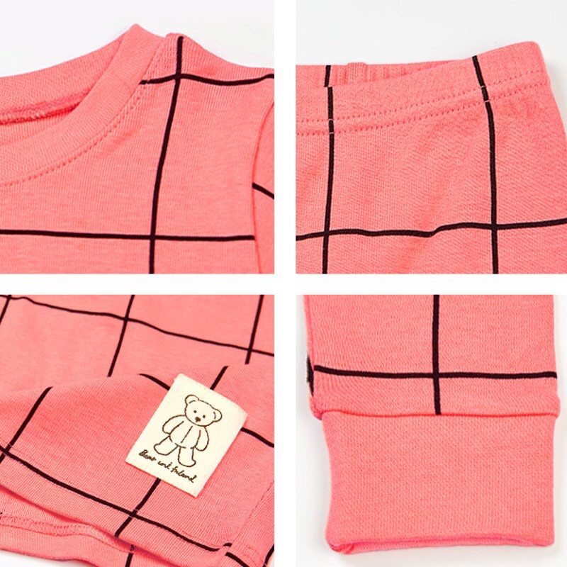 Đồ bộ quần áo dài tay dáng ôm thun cotton mẫu Sọc vuông năm 2022 rất xinh của hãng Unifriend Hàn Quốc mã UND01