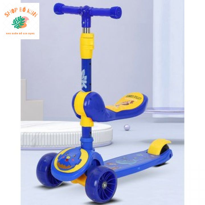 Xe Scooter cho bé , Chòi chân, Xe trượt cho bé có ghế ngồi, bánh có đèn có nhạc 3 in 1 chịu lực 90KG. hàng đẹp.