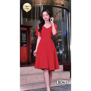 Váy đầm B361 Đỏ xòe thời trang nữ hàng thiết kế Cao Cấp   BUTINO SHOP (3 màu)