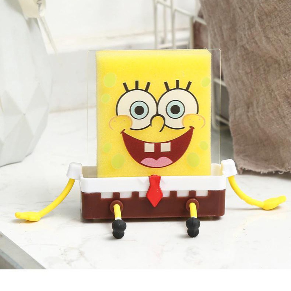 ღ Spongebob Bếp Thoát Giá Squarepants Hoạt Hình Dễ Thương Bồn Rửa Bát Giá Hộp Xà Phòng Shlef Treo Tường Dụng Cụ Nhà Bếp Shlef
