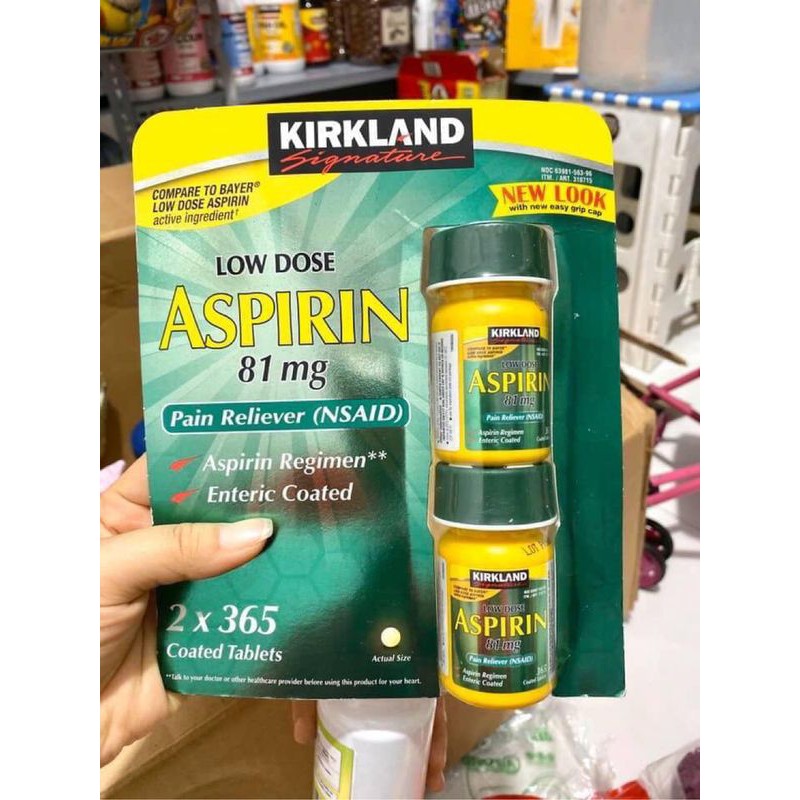 (Hàng Mỹ) ( Set 2 Hộp) Aspirin.81mg Kirkland Signature 365 Viên