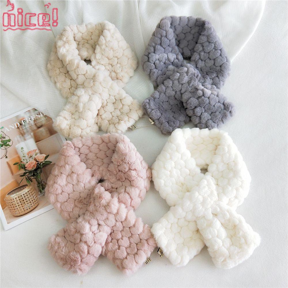 Khăn Choàng Cổ Bằng Lông Thỏ Nhân Tạo Giữ Ấm Mùa Đông Thiết Kế Hình Trái Tim Phong Cách Hàn Quốc