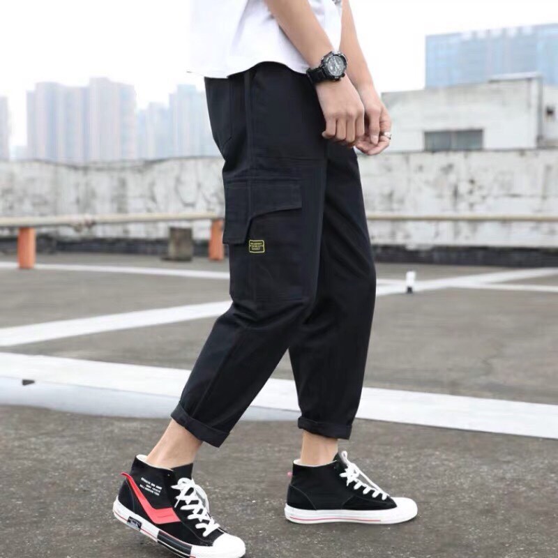 &lt; FREESHIP &gt; Quần jogger kaki nắp túi vải bao đẹp hàng y hình