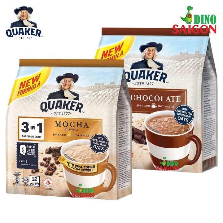 Combo 2 Gói Thức Uống Yến Mạch Quaker 3in1 Vị Cà Phê Mocha và Chocolate