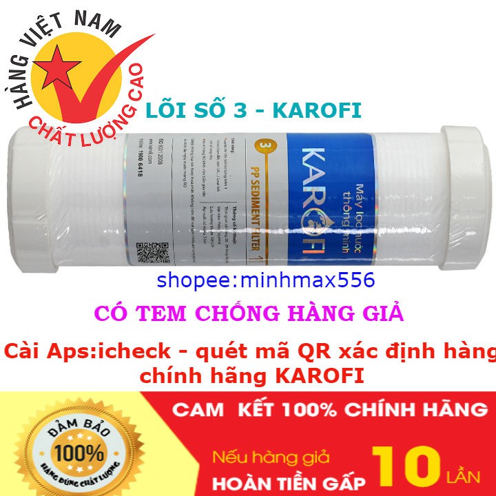 [GIÁ HỦY DIỆT] Combo 4 Lõi Lọc Nước KAROFI Chính Hãng | Gồm 2 lõi 1, 1 lõi 2, 1 lõi 3