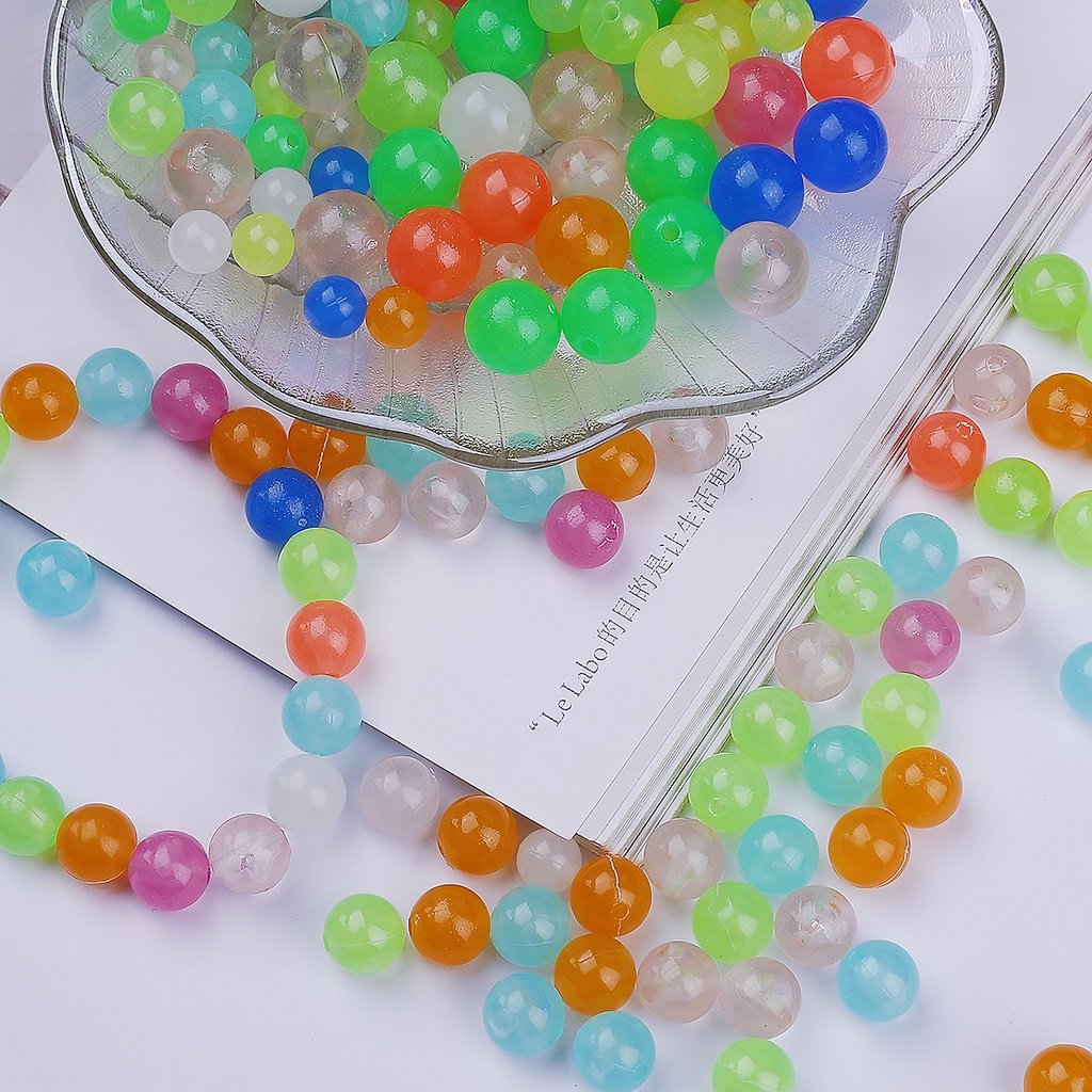 Set 6 / 8 / 10 / 12 Hạt Tròn Dạ Quang Nhiều Màu Sắc Làm Đồ Trang Sức Thủ Công