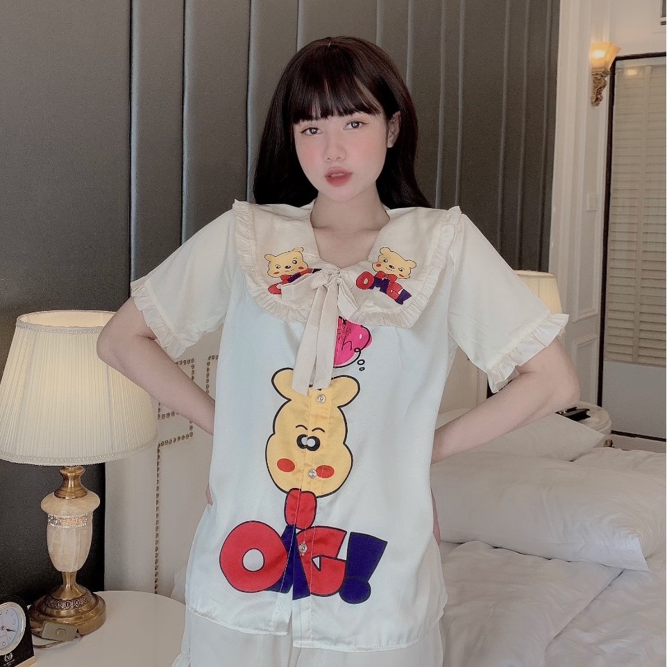 Đồ bộ nữ Vic's lụa Latin kiểu pijama cao cấp - Đồ ngủ hoạ tiết mặc nhà sang trọng L118 | BigBuy360 - bigbuy360.vn