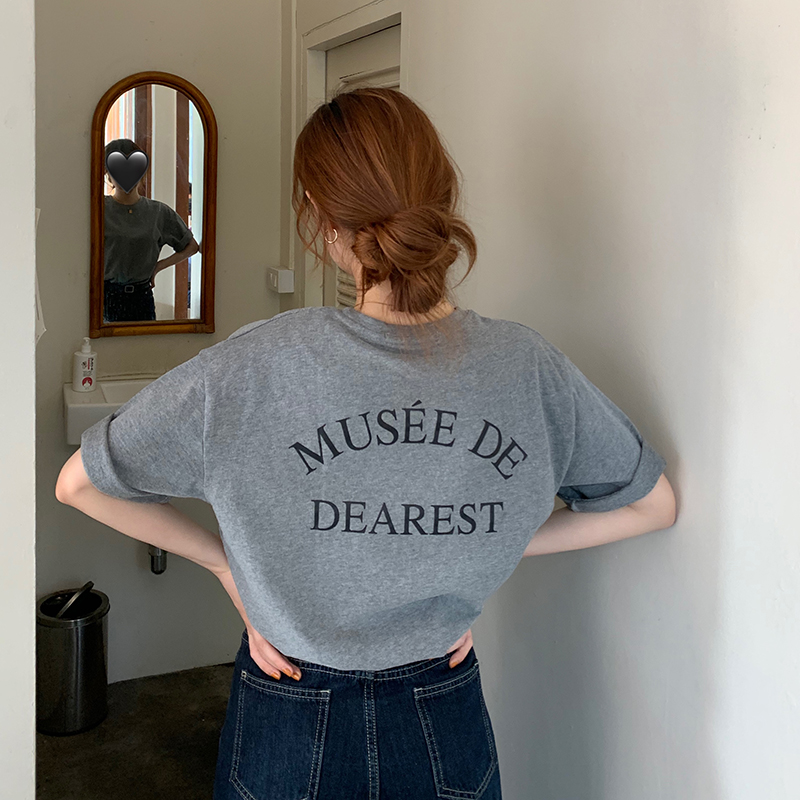 Áo Thun Ngắn Tay In Chữ Đơn Giản Cho Nữ