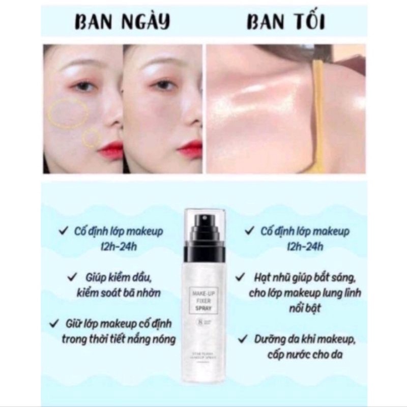 Xịt khóa nền, Xịt khóa giữ makeup trang điểm có nhũ bắt sáng Fixer Spray | BigBuy360 - bigbuy360.vn