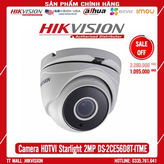 Camera dome hdtvi starlight hikvision ds-2ce56d8t-itme 2mp hàng chính hãng bảo hành 2 năm .