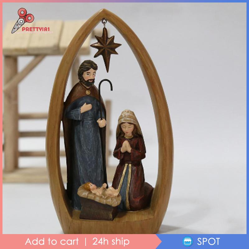 [Prettyia1] Mô Hình Giáng Sinh Bằng Nhựa Resin Thủ Công Kích Thước 24.5x16x5.2CM