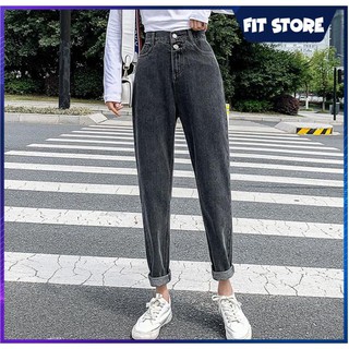 [Jean  baggy chất vải bò] quần jean baggy nữ xám đen lưng thun SQ18