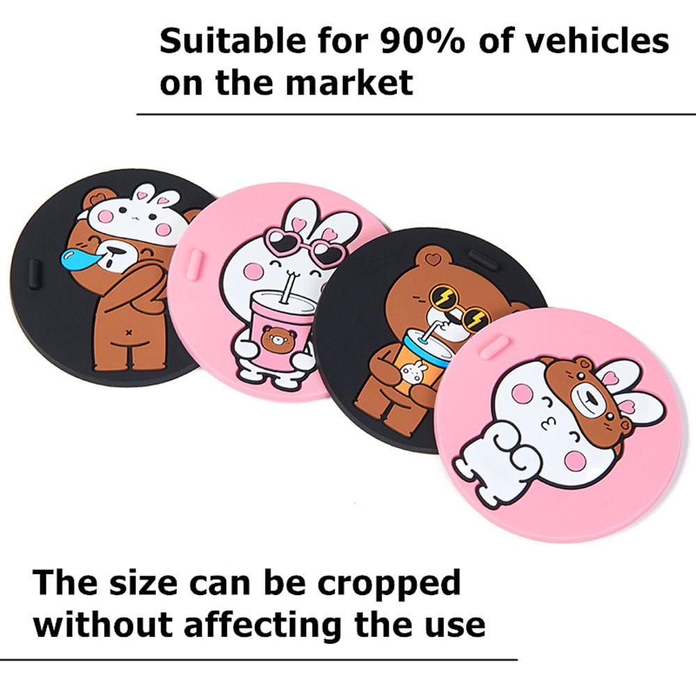 Tấm lót ly nước hình tròn chống trượt sáng tạo dễ thương dành cho xe hơi