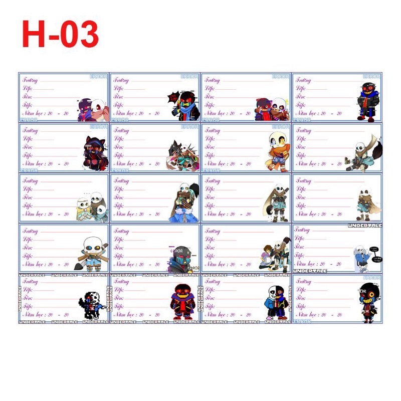 nhãn vở san underlate 20-100 nhãn khánh ai có decal dán