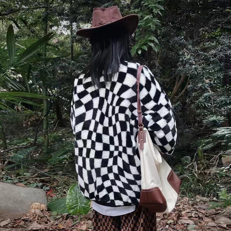 Áo Khoác Lông kẻ caro