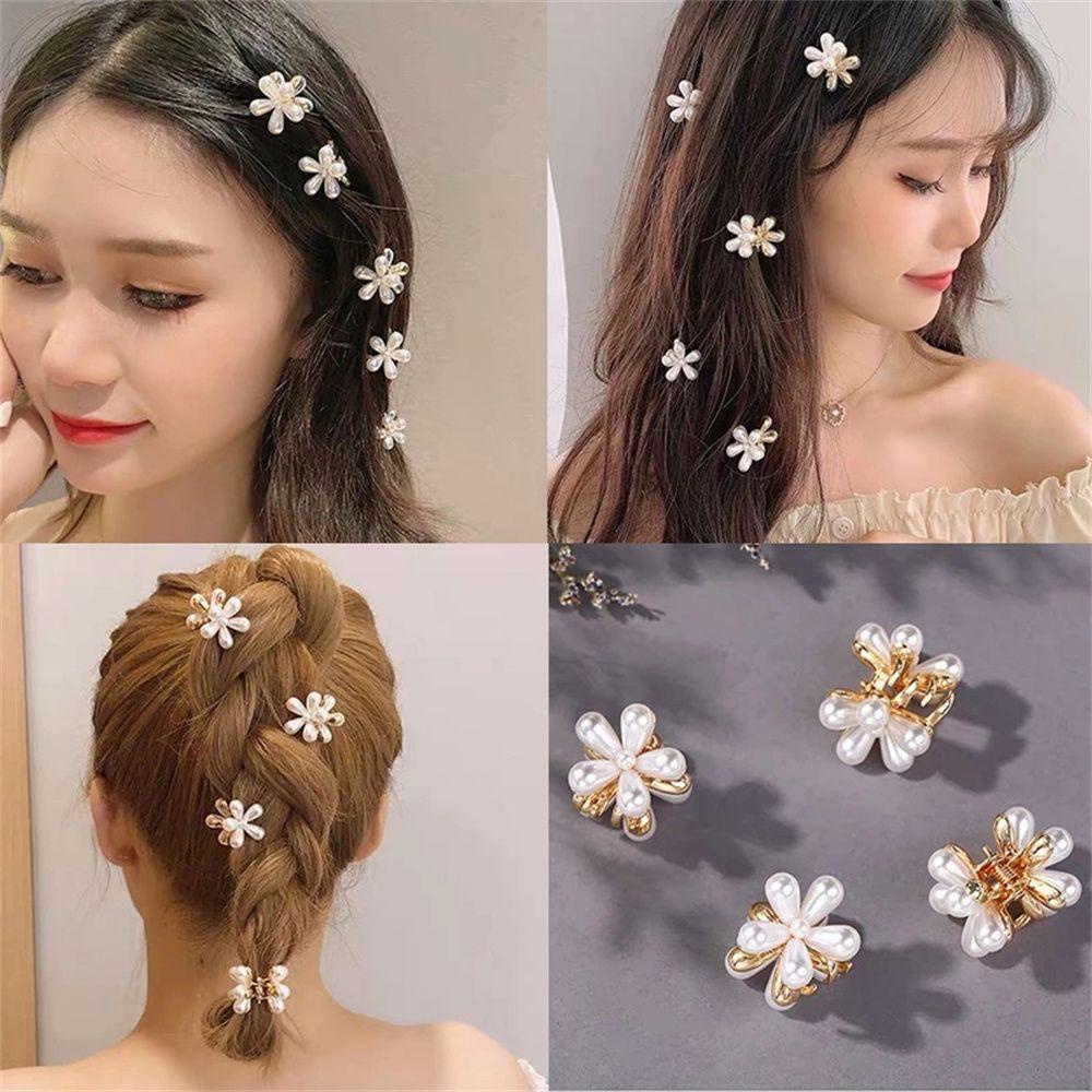 Bộ Kẹp Tóc Móng Vuốt Đính Hoa Lấp Lánh Ngọt Ngào Đơn Giản Cho Bé Gái