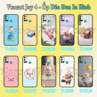 Ốp lưng Vsmart Joy 4 - Ốp dẻo đen in hình Chú heo hồng cute