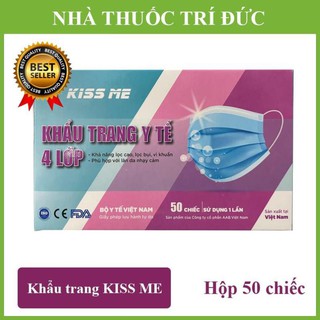 Chính hãng  khẩu trang y tế 4 lớp kháng khuẩn kiss me  50 cái hộp - ảnh sản phẩm 1