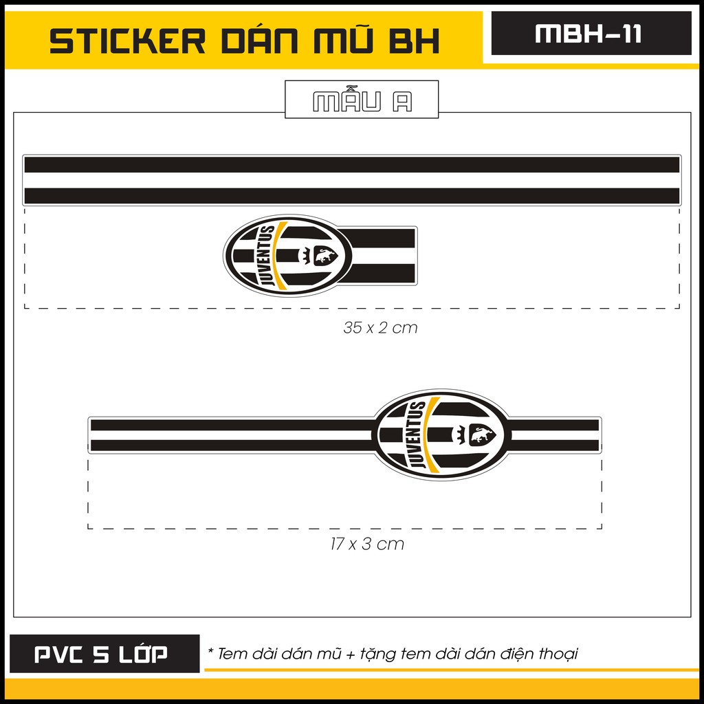 Hình Dán Logo Juventus MBH - 11 | Sticker Dán Mũ Bảo Hiểm Chống Nước Cắt Sẵn Tặng Hình Dán Điện Thoại
