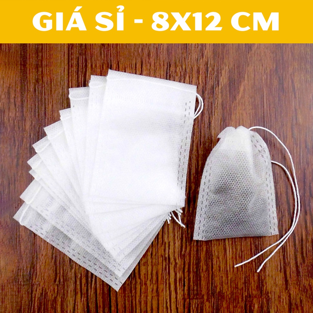(GIÁ SỈ) Túi lọc trà, cà phê, thảo mộc - vải không dệt, có dây rút - Kích thước 8x12 cm