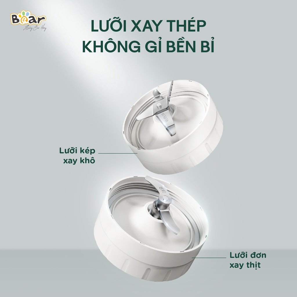 Máy Xay Bear 3 Cối, Máy Xay Đa Năng 3 Trong 1 BEAR BL-B10V2 GREEN - Bản Quốc Tế Bảo Hành 18 Tháng