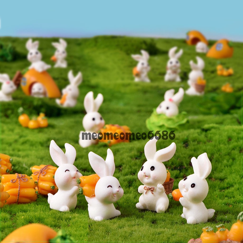 Decor bàn học gia đình thỏ mùa cà rốt bội thu trang trí tiểu cảnh, terrarium