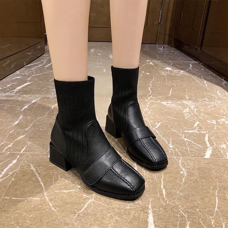 Giầy boot da phối len cá tính thời trang Hàn Quốc Nahada Shop | BigBuy360 - bigbuy360.vn
