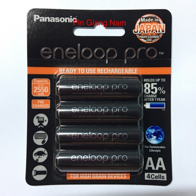 Pin Sạc AA Panasonic Eneloop Pro/ BK-3HCCE Vỉ 4 Viên