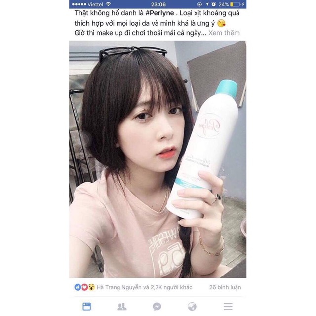 XỊT KHOÁNG PERLYNE 400ML CỨU TINH CHO DA DẦU, SIÊU CẤP ẨM CHO DA
