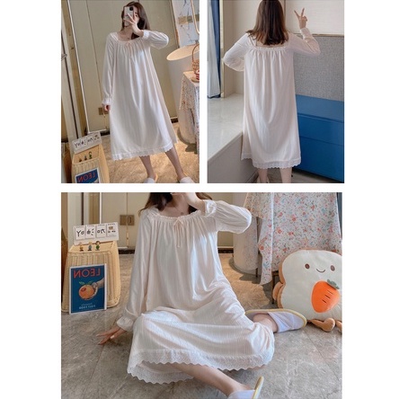 Váy Ngủ Nữ Mặc Ở Nhà Bộ Đồ Dài Tay Dày Mùa Xuân Thu Đông Hè Kute VN30