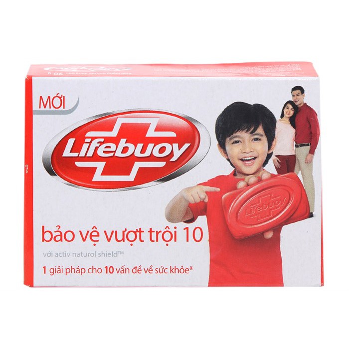 Xà bông cục Lifebuoy Bảo vệ vượt trội hộp 90g