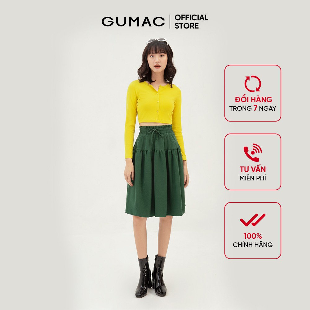 [Mã WABR2711 giảm 10% đơn 250K] Chân váy nữ xòe lưng thun GUMAC kiểu dáng vintage màu xanh VB3119 | BigBuy360 - bigbuy360.vn