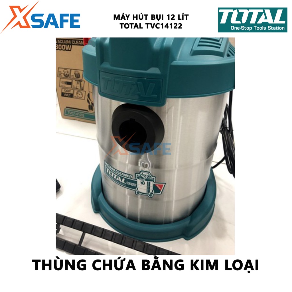 Máy hút bụi Total TVC14122 Máy hút bụi cầm tay Công suất 800W, bình chứa bụi 12 lít, lưu lượng khí 1,7 m³/phút